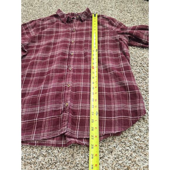 Sonoma Burgundy Plaid Flannel Shirt XL Cotton Fall Layering Essential Grunge - Picture 5 of 7
